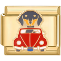 Dog in a Red Car Charm