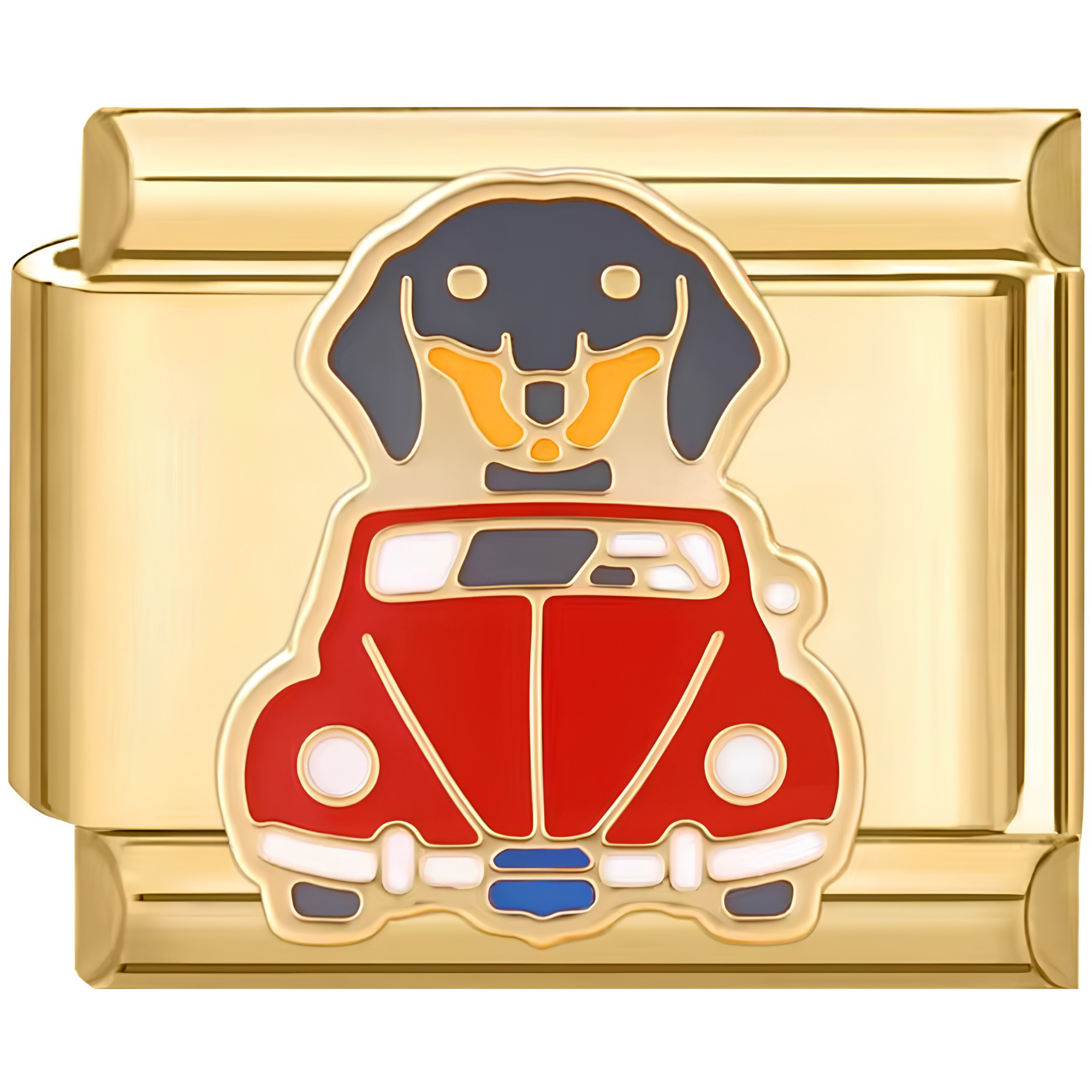 Dog in a Red Car Charm