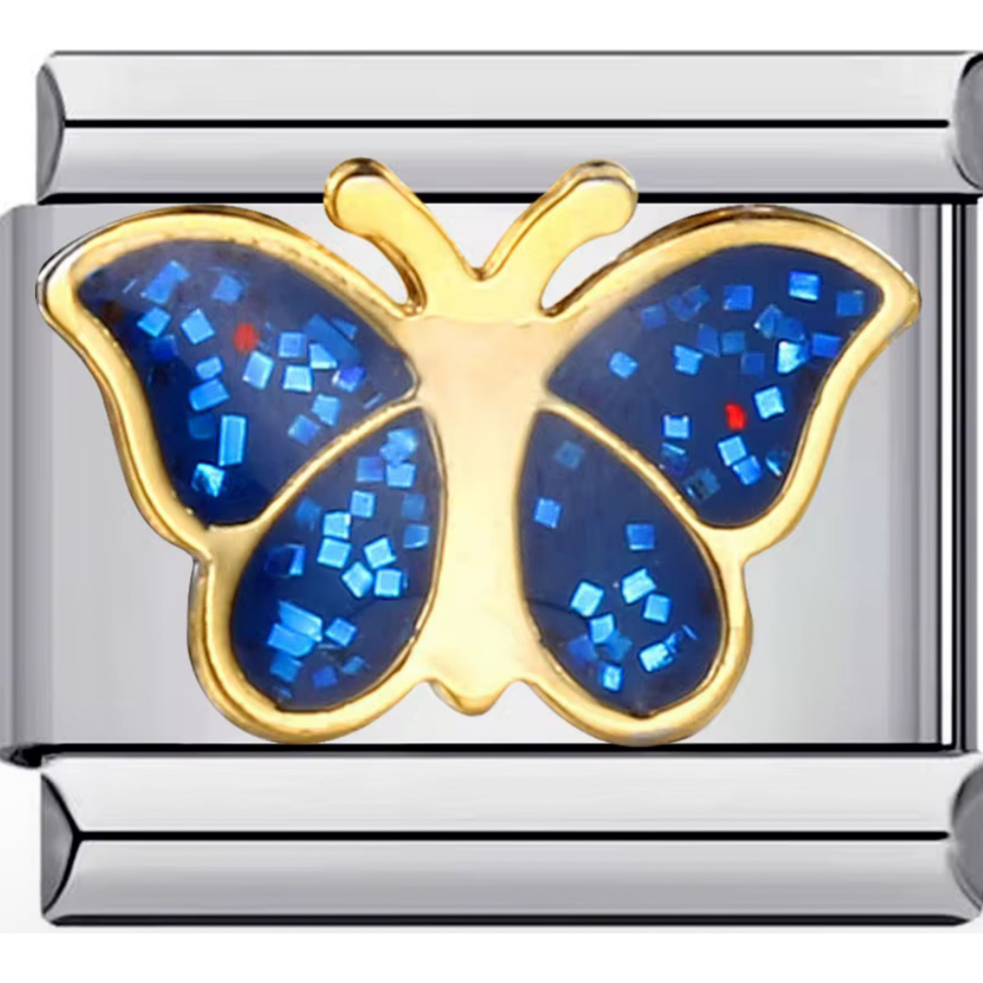 Sparkly Blue Butterfly Charm