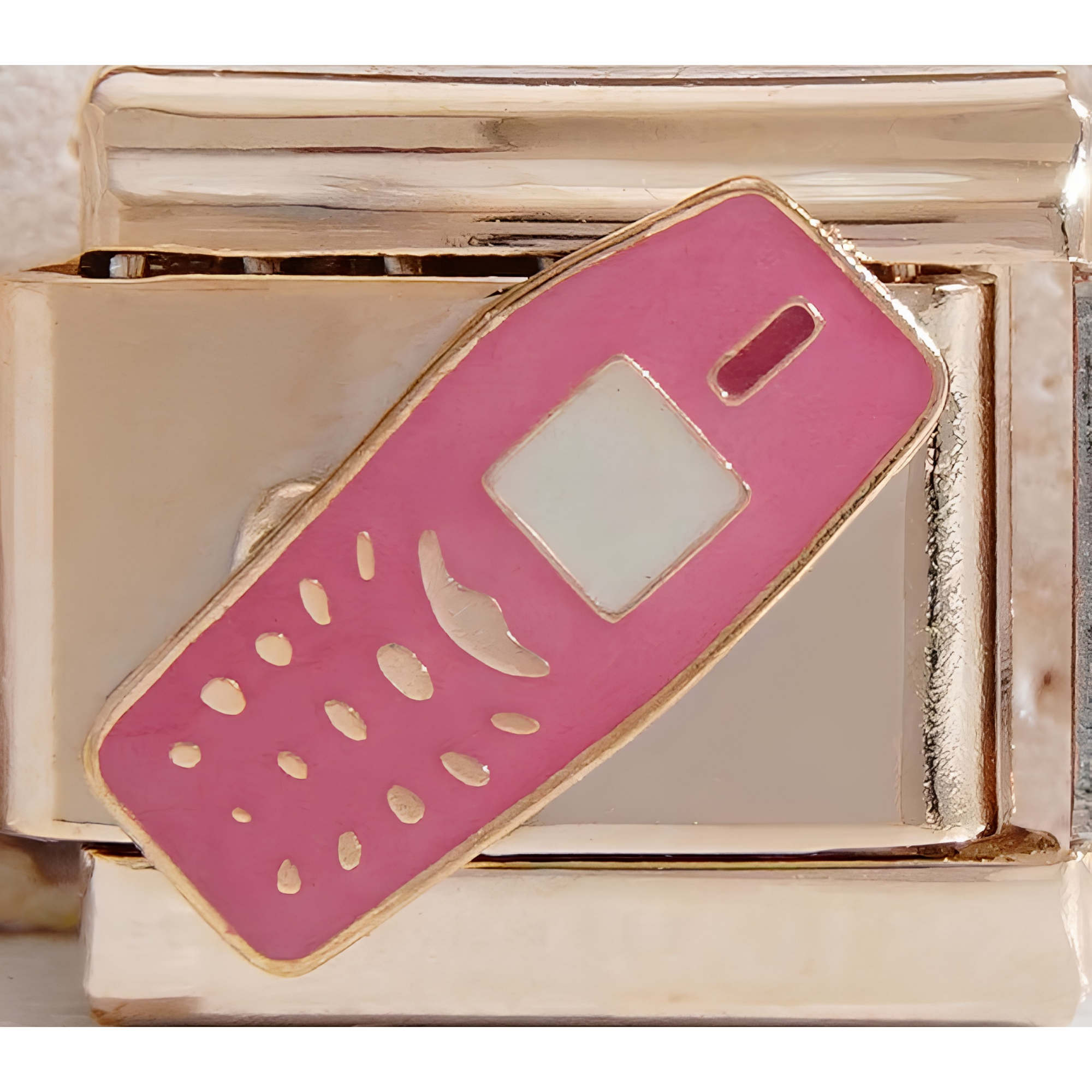 Pink Retro Phone Charm
