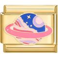 Hot Pink & Blue Saturn Charm