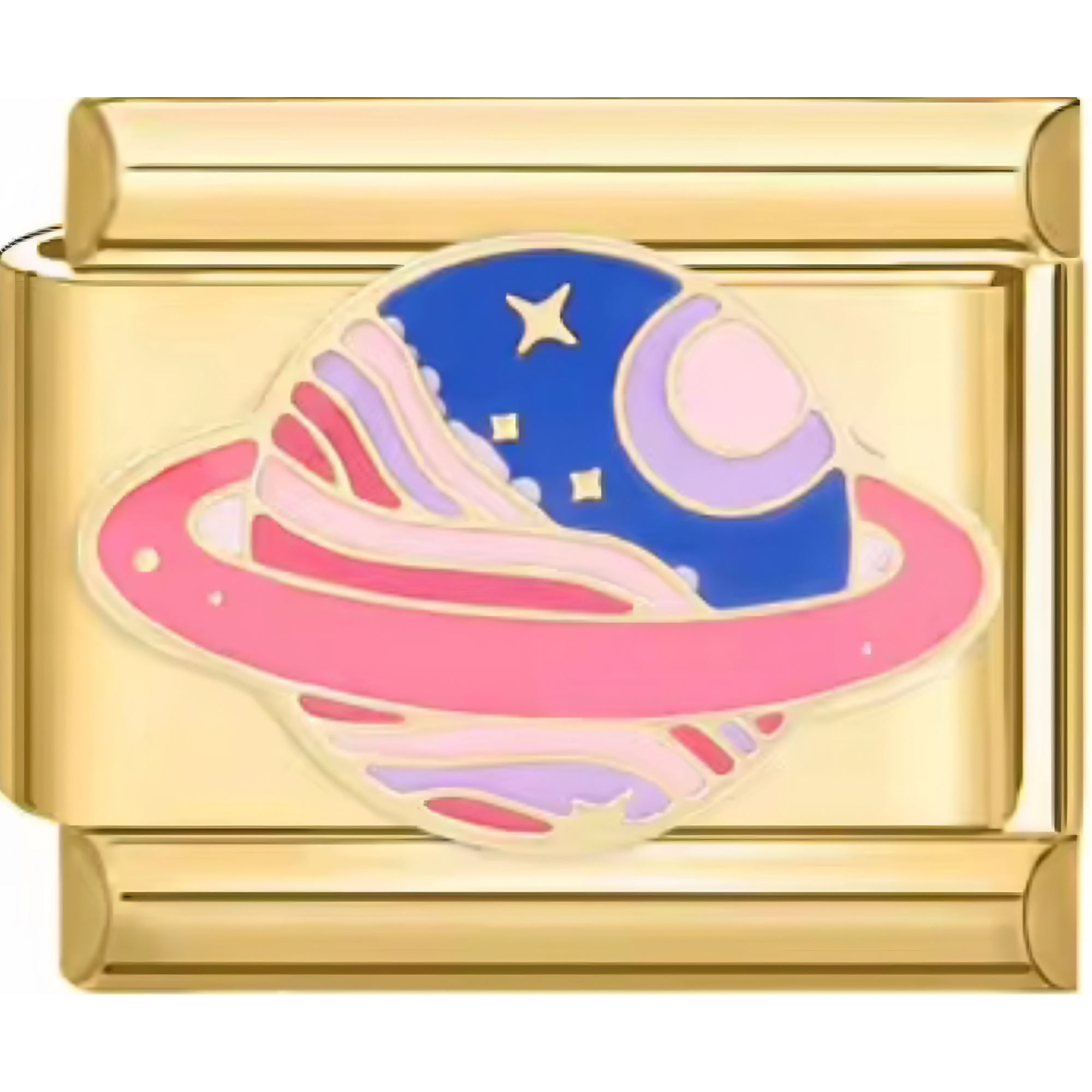 Hot Pink & Blue Saturn Charm