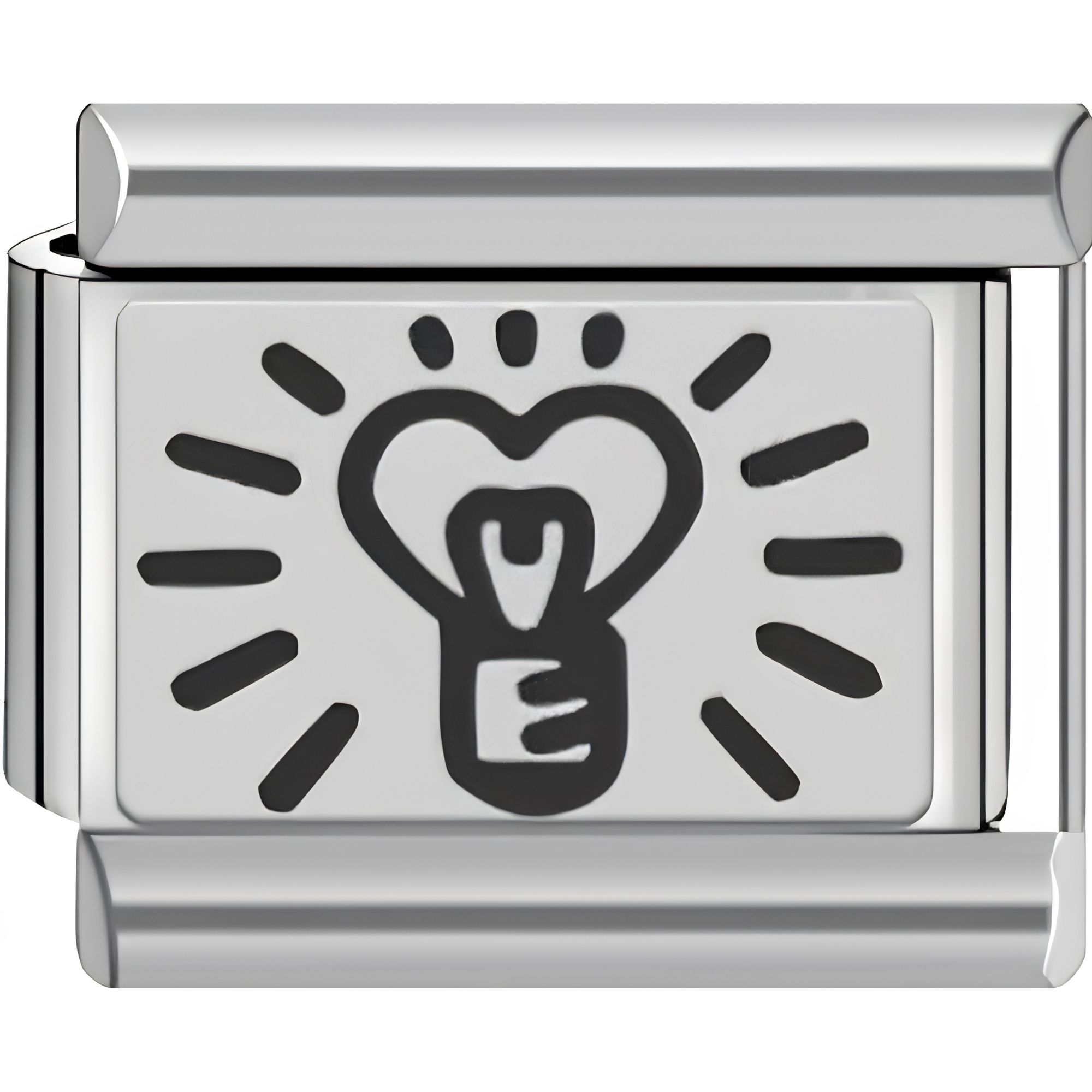 Silver Heart Light Bulb Charm