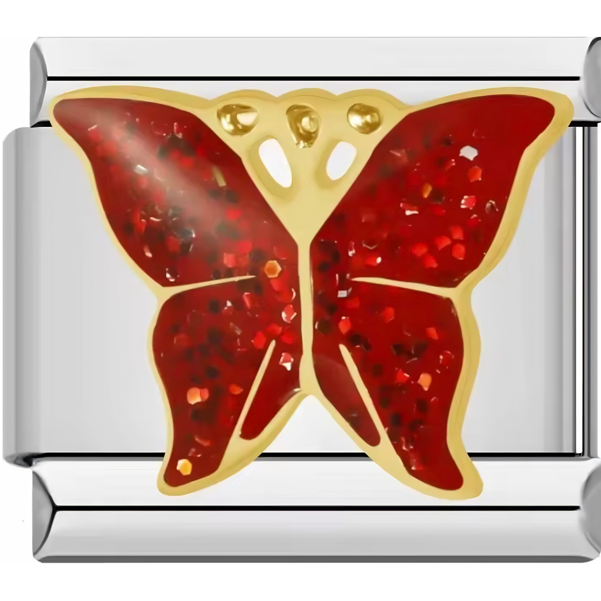 Red Glitter Butterfly Charm