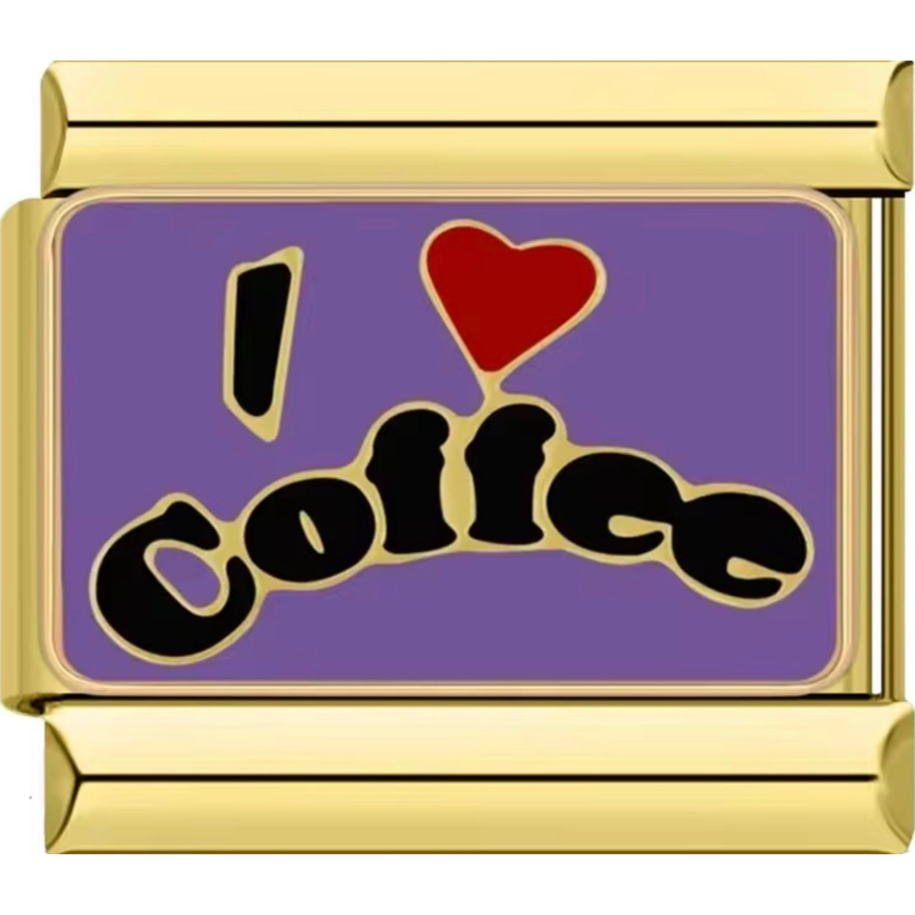 Purple "I Love Coffee" Charm