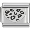 Black & Silver Leopard Heart Charm