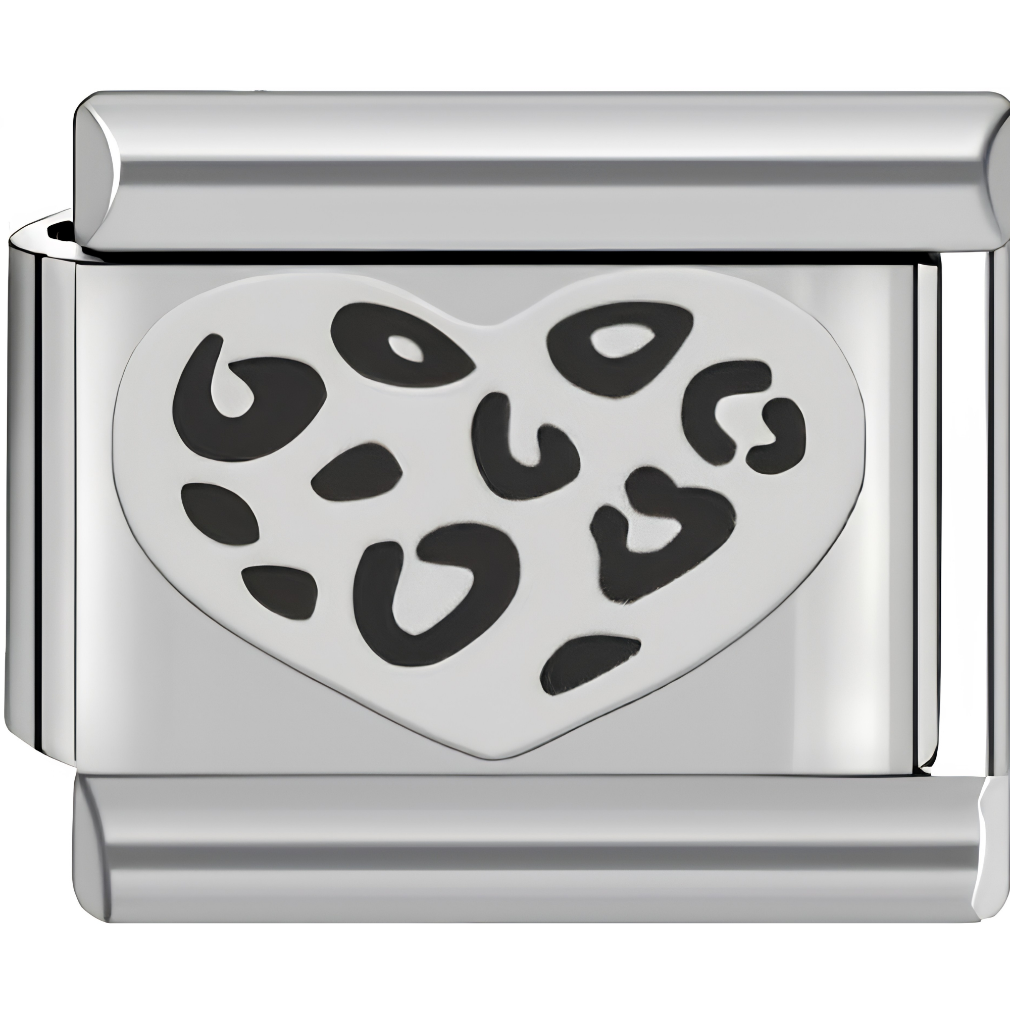 Black & Silver Leopard Heart Charm