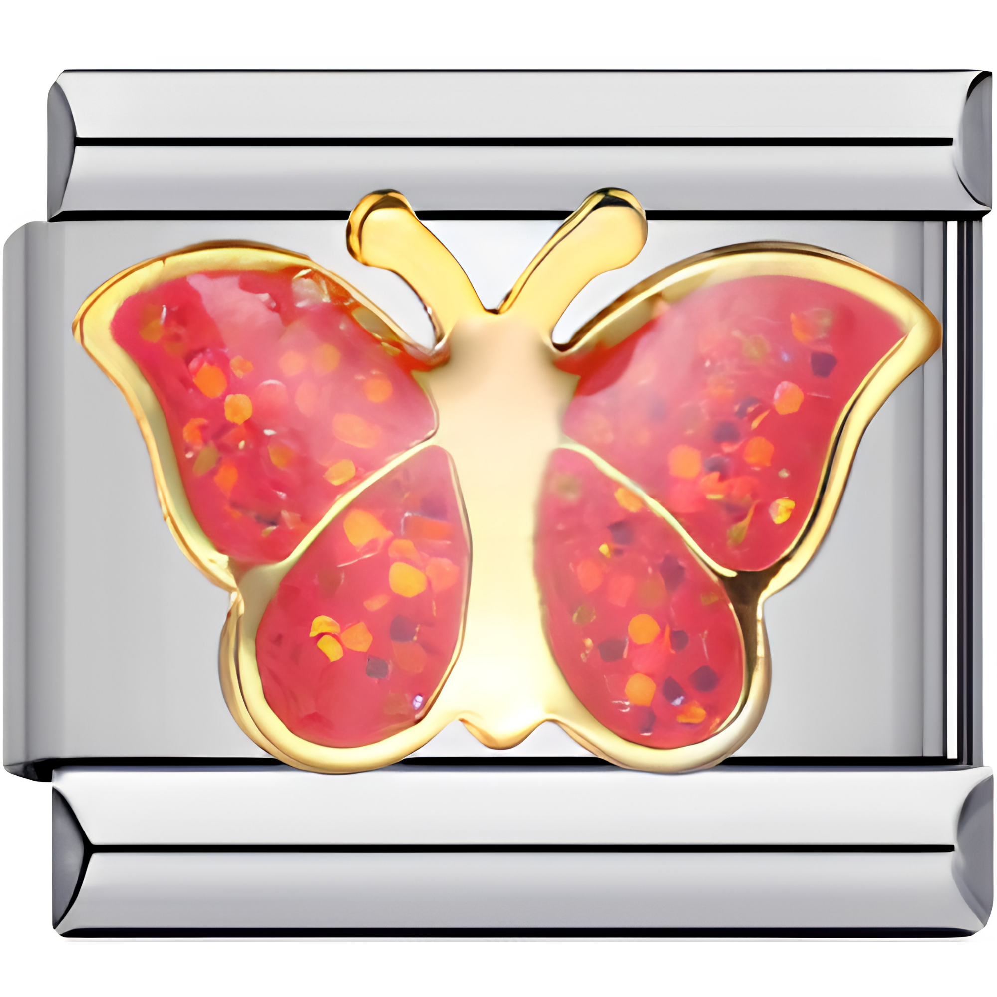 Red Glitter Butterfly Charm