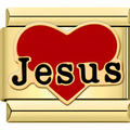 "Jesus" Red Heart Charm