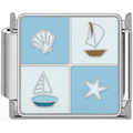 Blue Checkered Ocean Charm