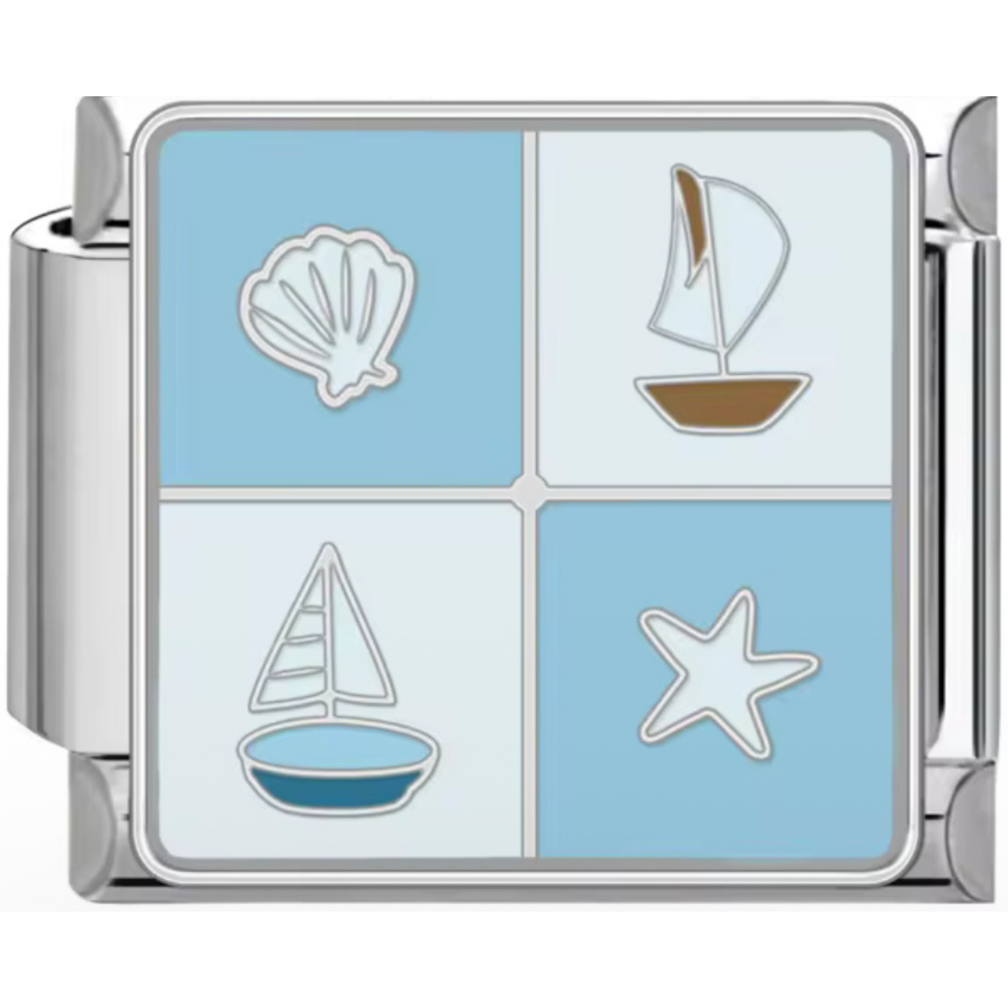 Blue Checkered Ocean Charm