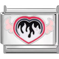 Flaming Wings Pink Heart Charm