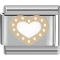 White & Gold Mixed Metal Heart Charm