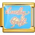 "Lucky Girl" Blue & Pink Charms