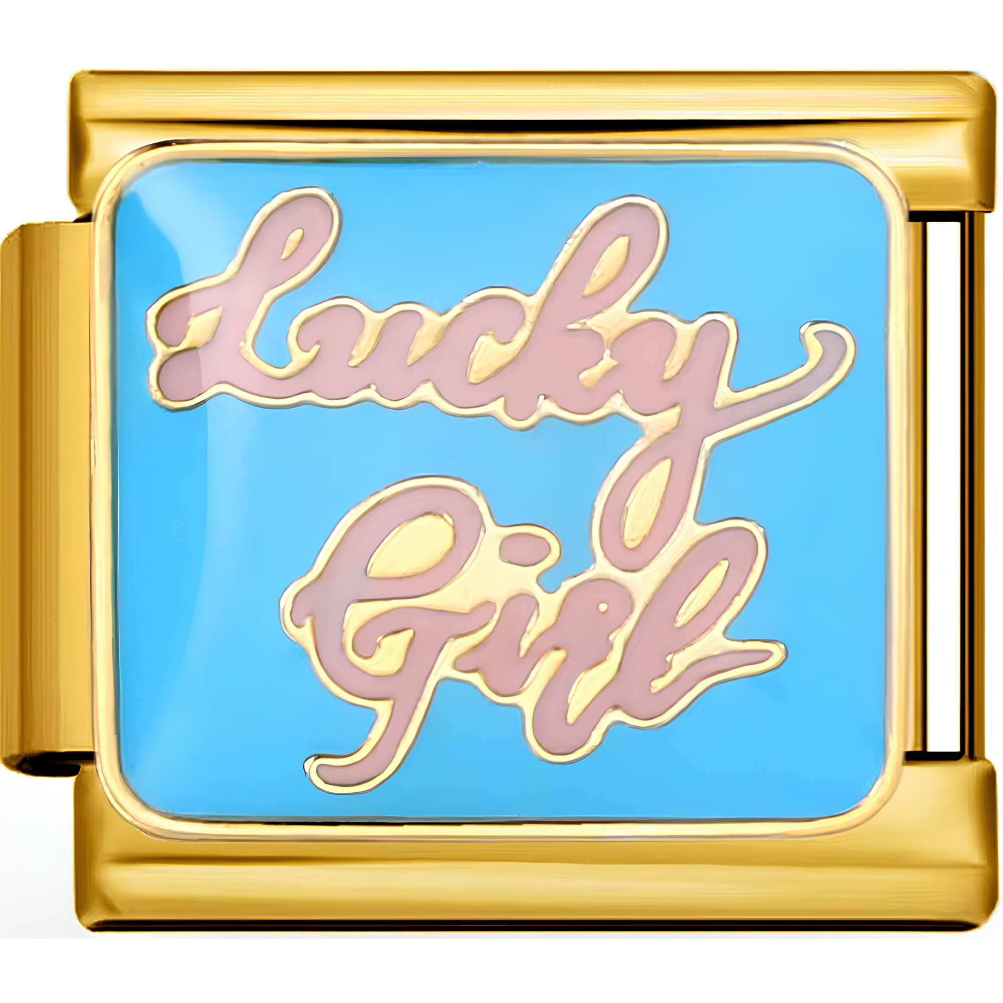 "Lucky Girl" Blue & Pink Charms