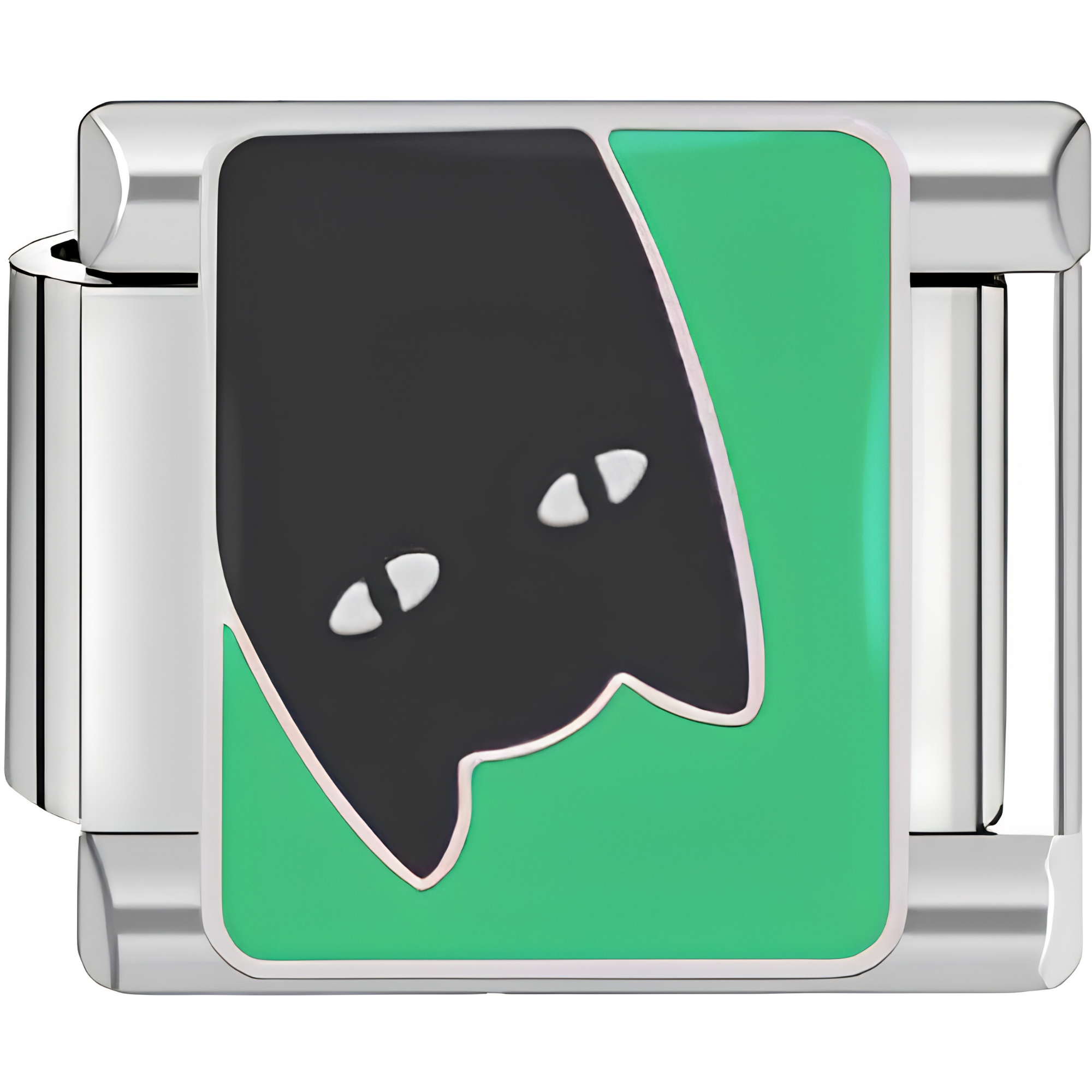 Green Sneaky Black Cat Charm