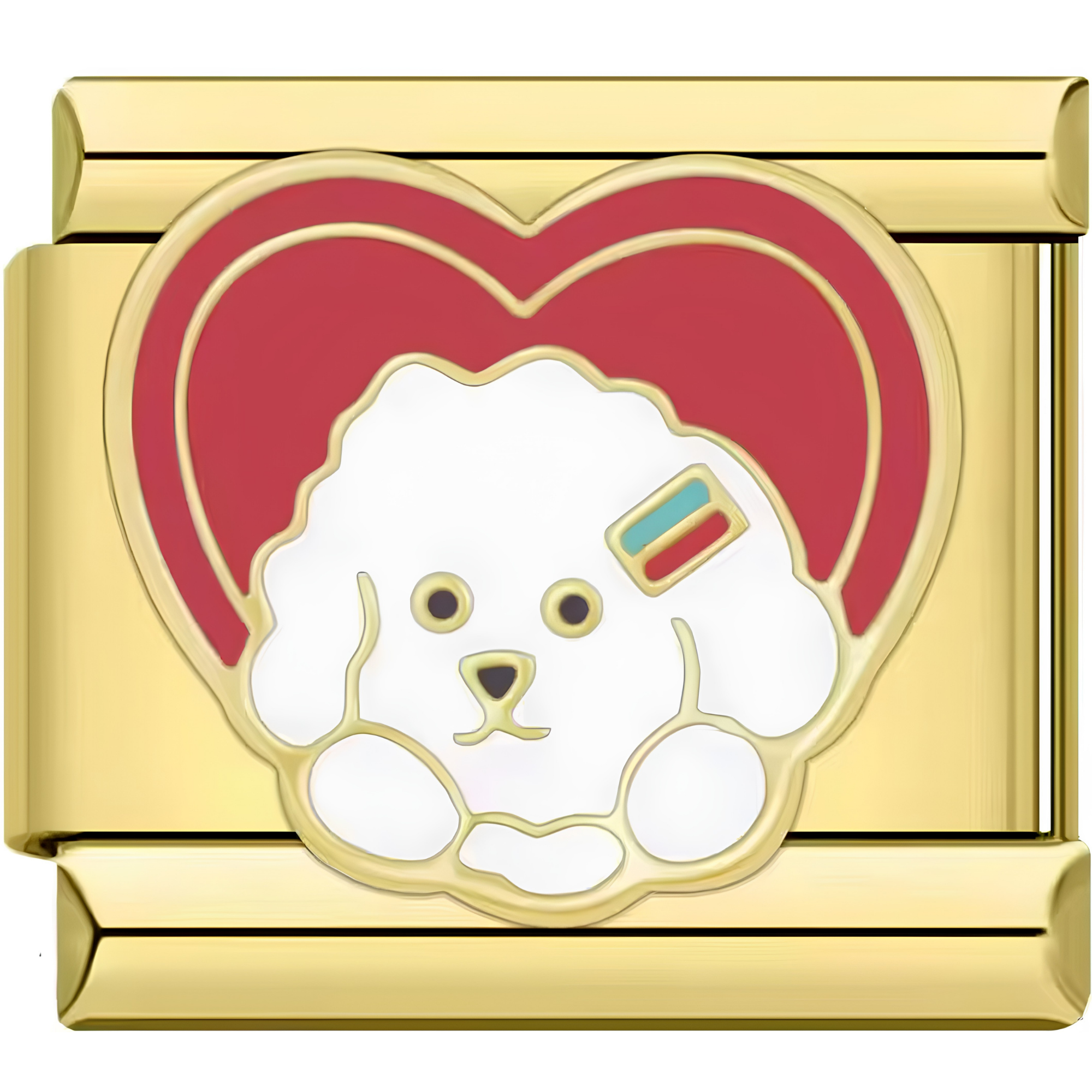 Red Heart White Puppy Charm