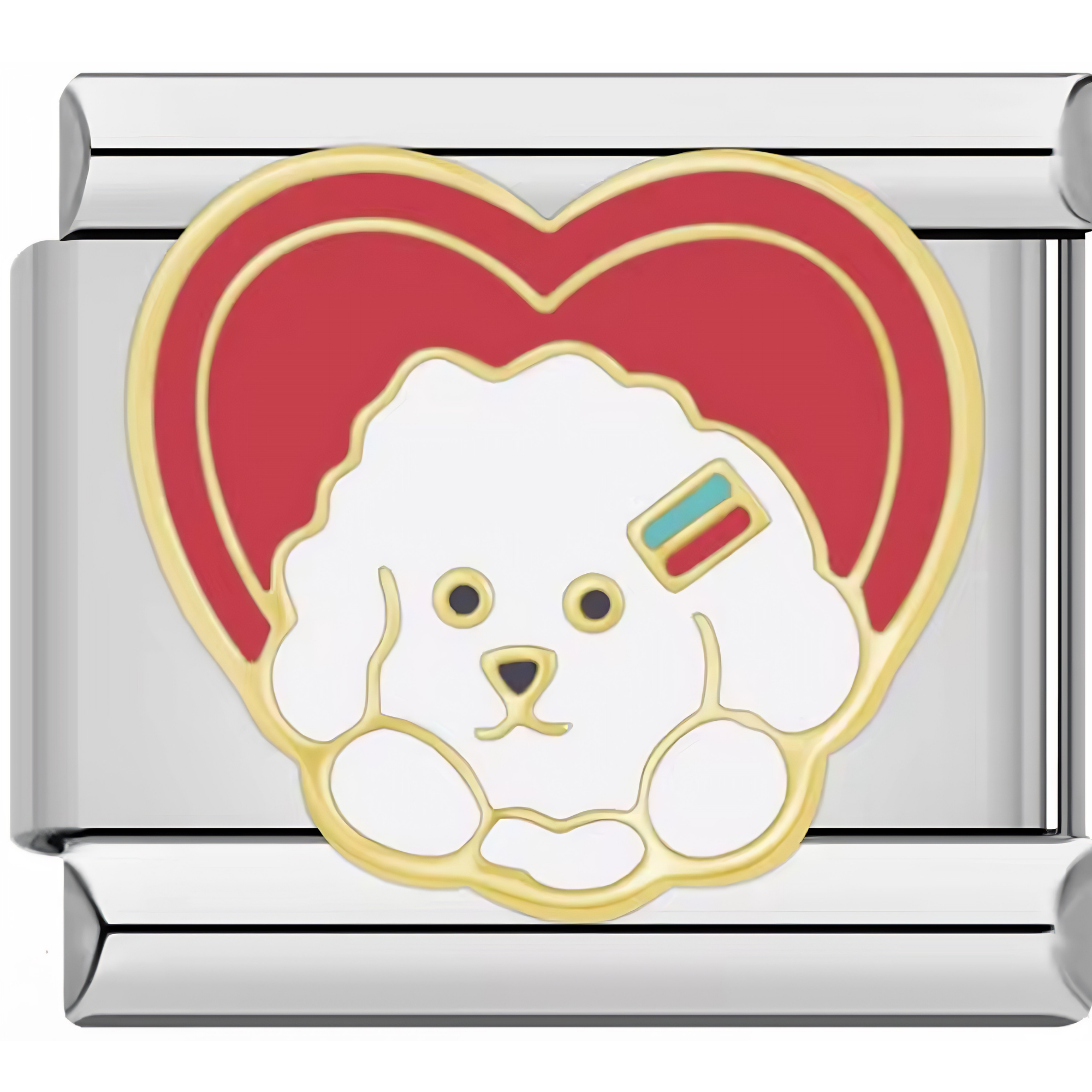 Red Heart White Puppy Charm
