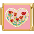 Pink Heart & Red Roses Charm
