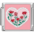 Pink Heart & Red Roses Charm