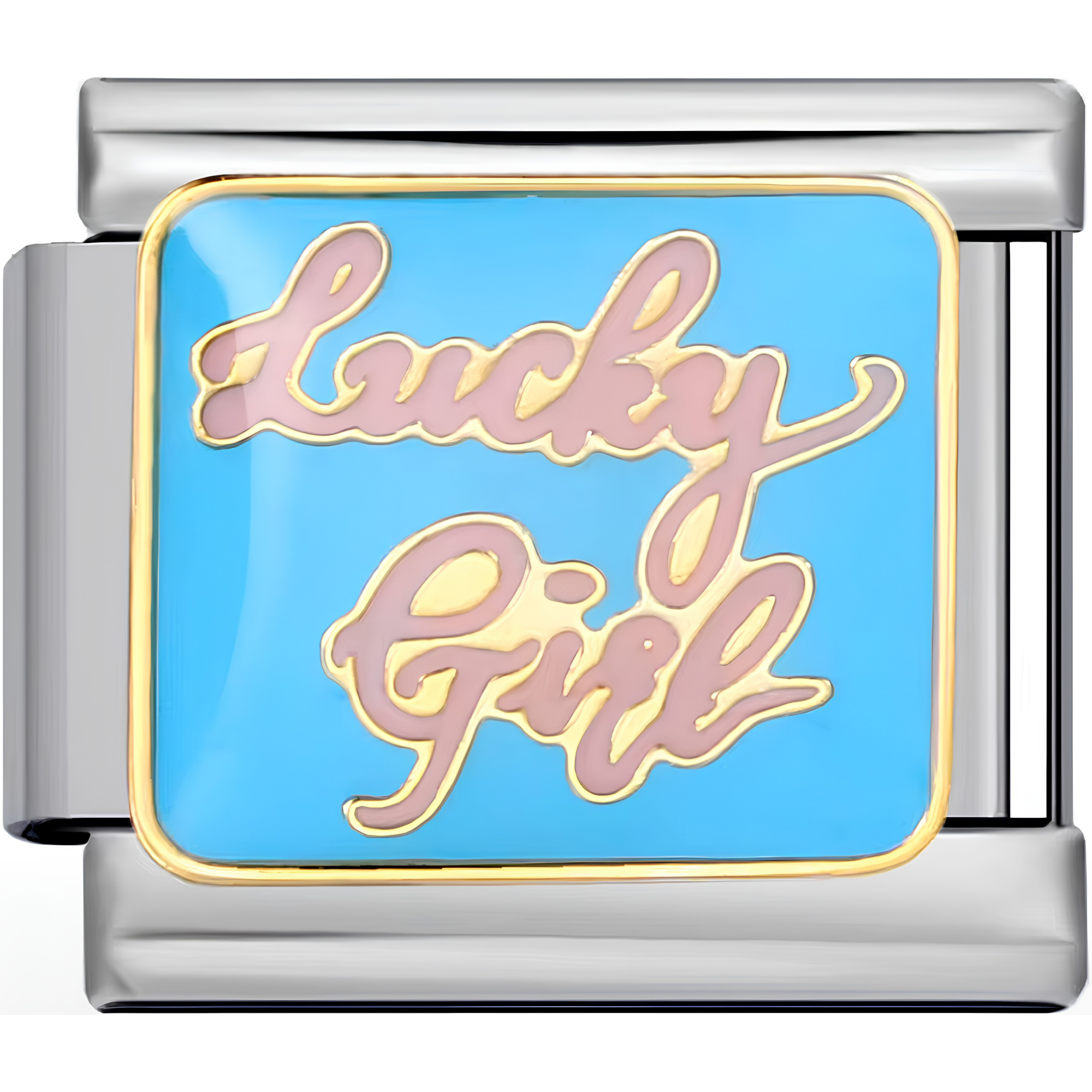 "Lucky Girl" Blue & Pink Charms