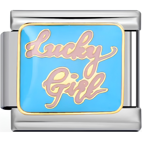 "Lucky Girl" Blue & Pink Charms