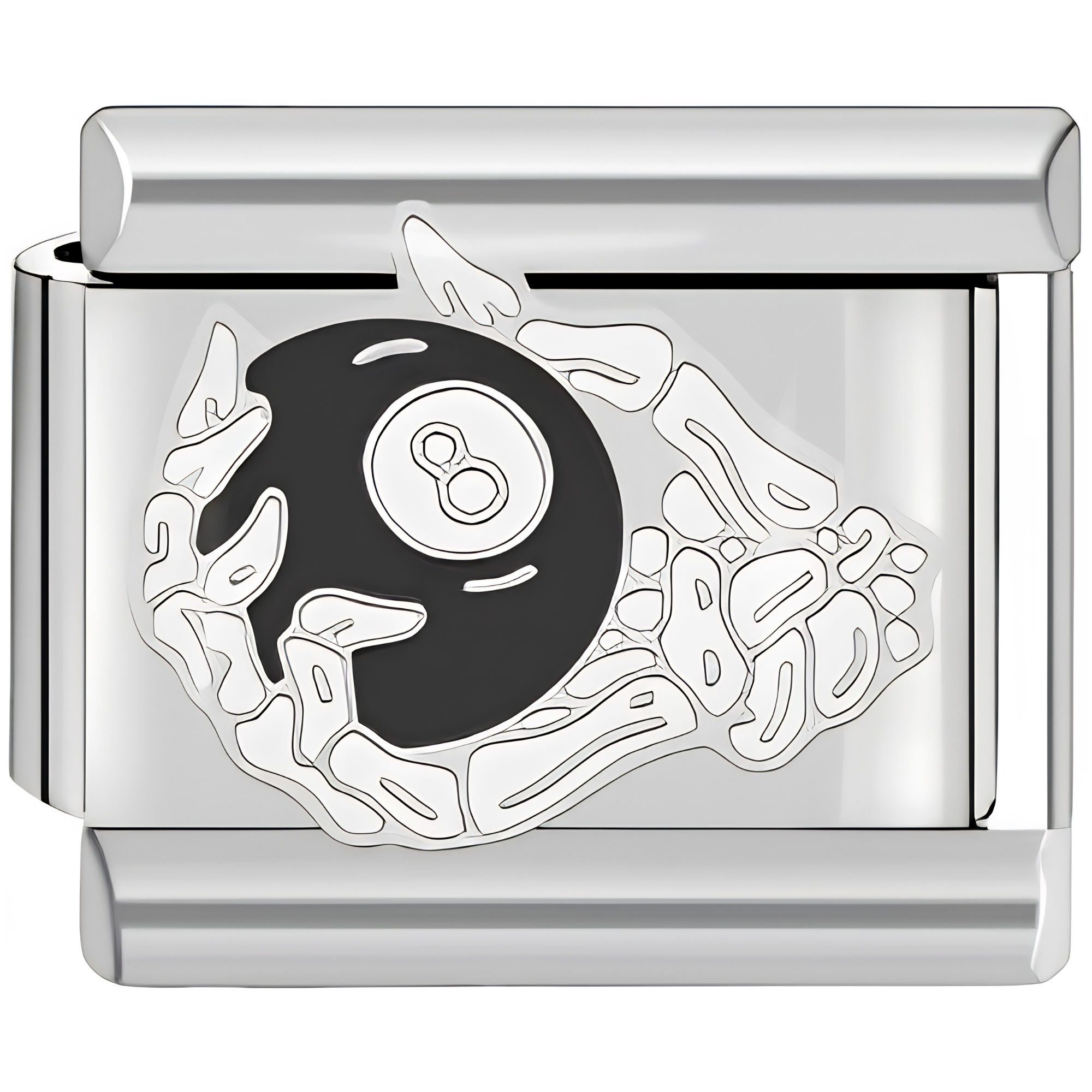 8 Ball Skeleton Hand Charm