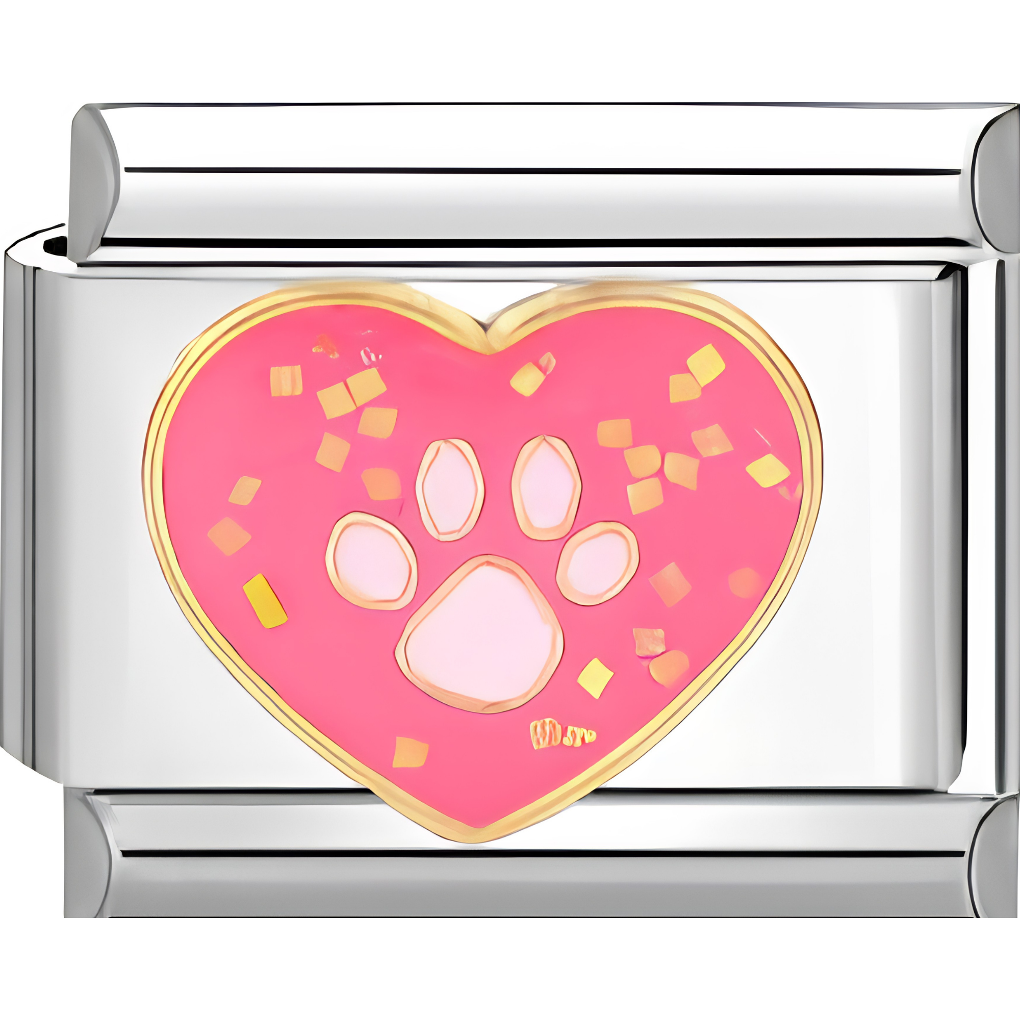 Sparkly Paw Print Heart Charms