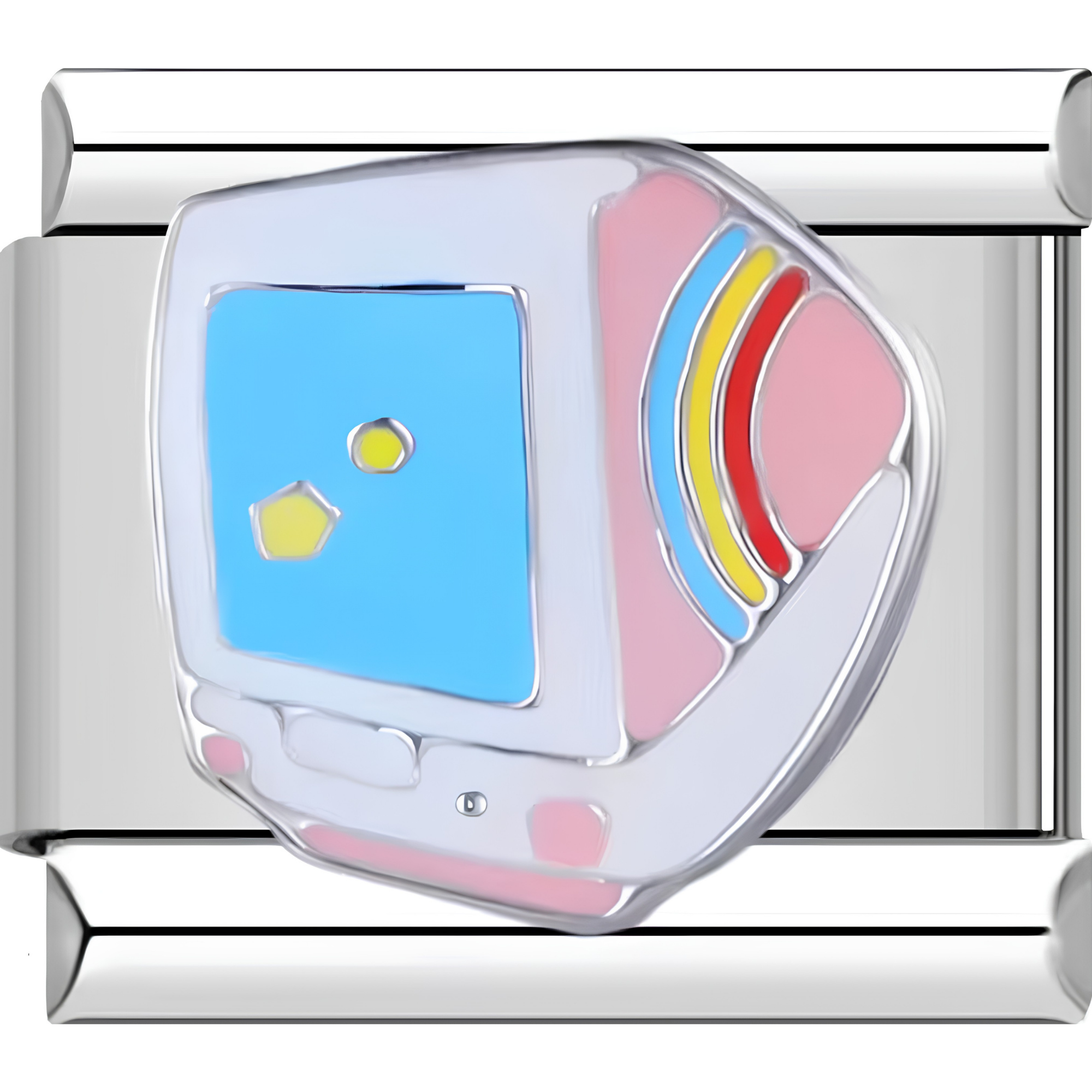 Pink Rainbow Retro TV Charm