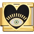 Black Evil Eye Heart Charm
