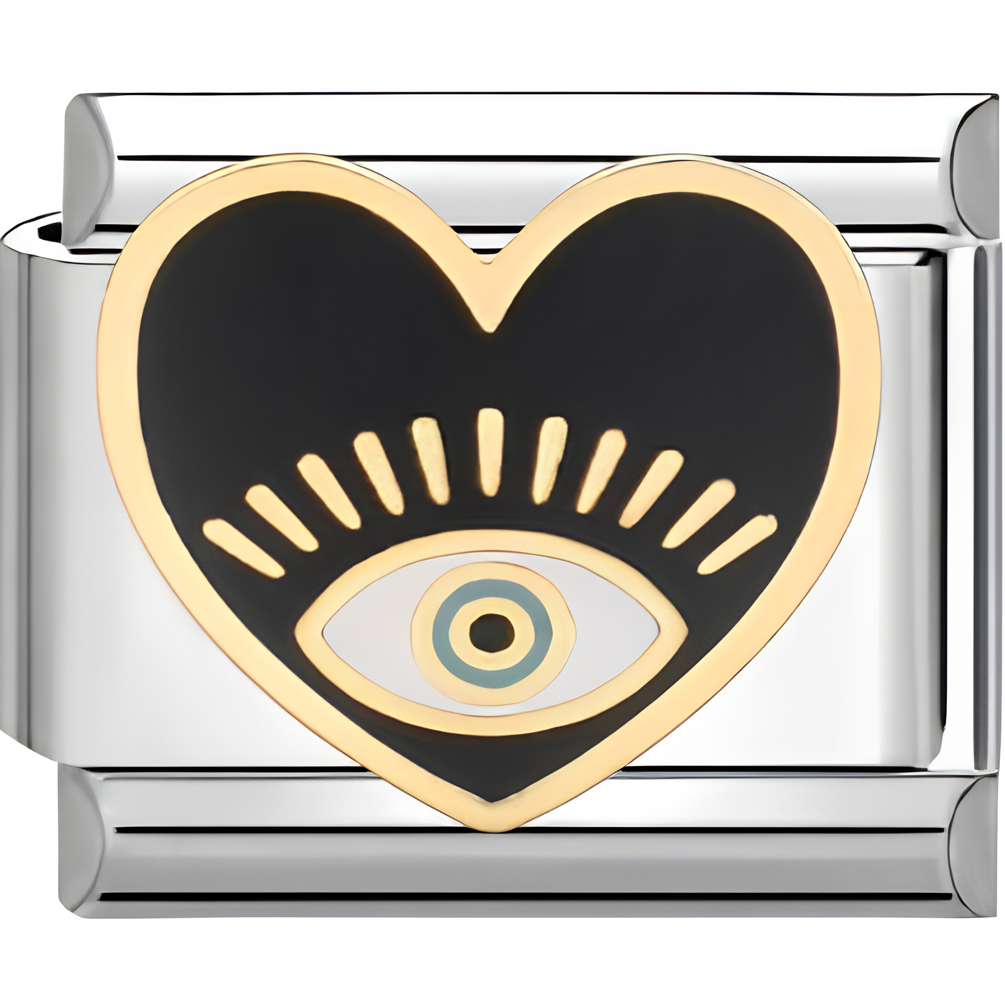 Black Evil Eye Heart Charm