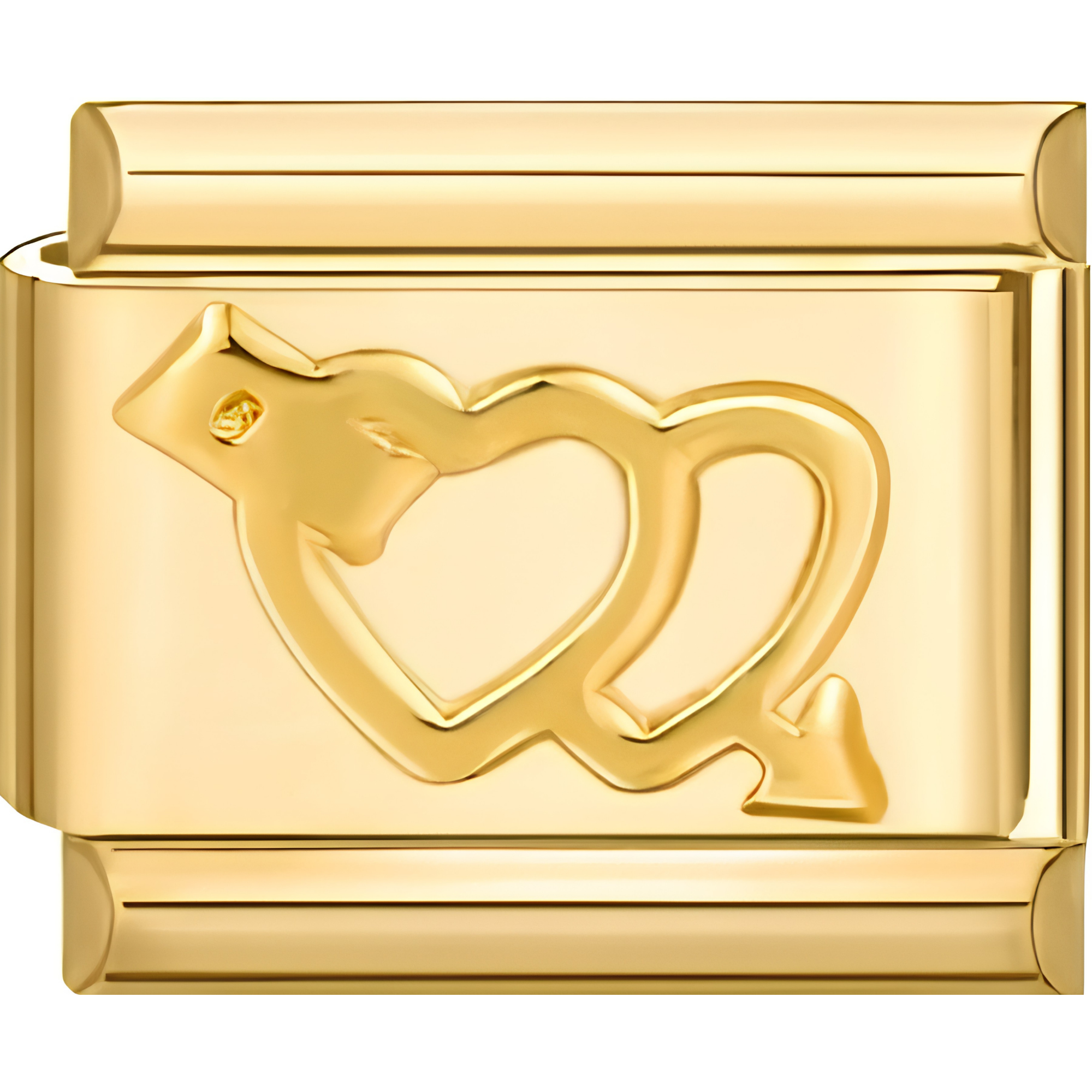 Double Arrow Heart Outline Charm