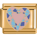 Pink & Blue Stained-Glass Heart Charm