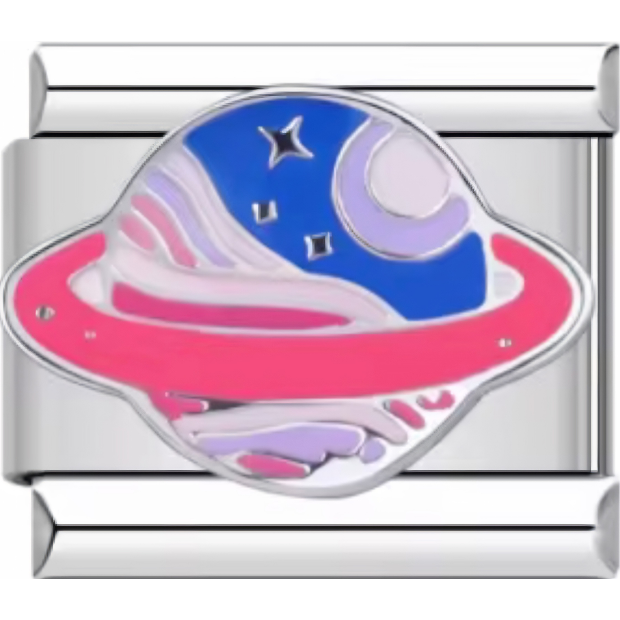 Hot Pink & Blue Saturn Charm