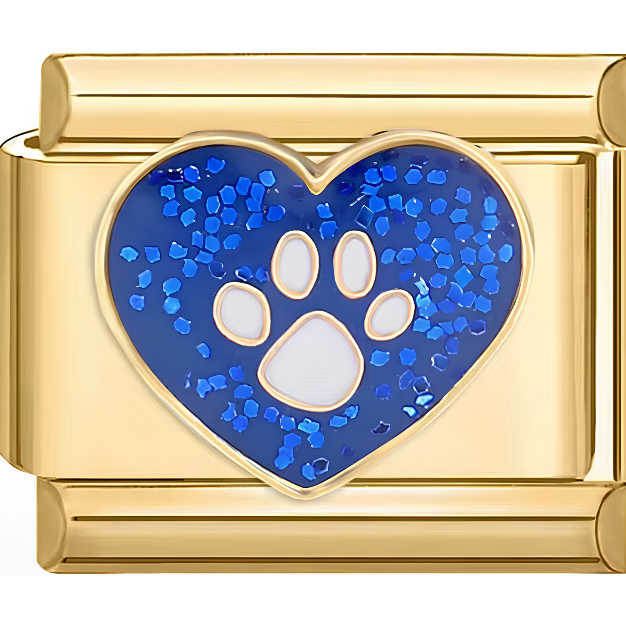 Sparkly Paw Print Heart Charms
