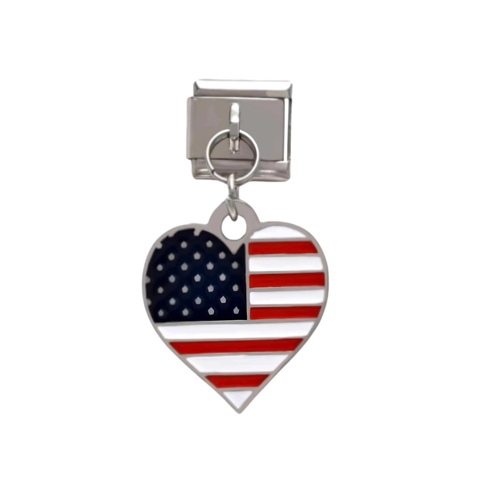 American Flag Heart Dangle Charm