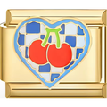 Checkered Cherry Heart Charm