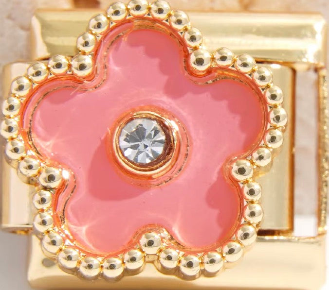 Warm Pink 5 Leaf Flower Charm
