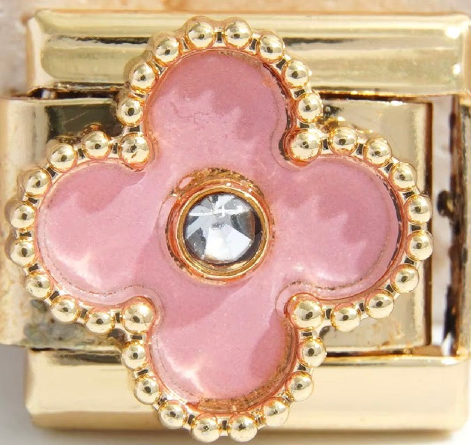 Light Pink 4 Leaf Flower Charm