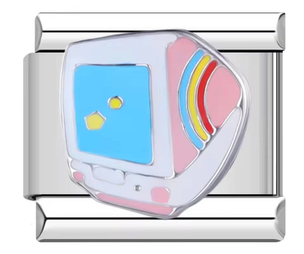Pink Rainbow Retro TV Charm