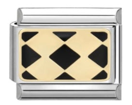 Mixed Metal Diamond Pattern Charm