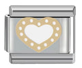 White & Gold Mixed Metal Heart Charm