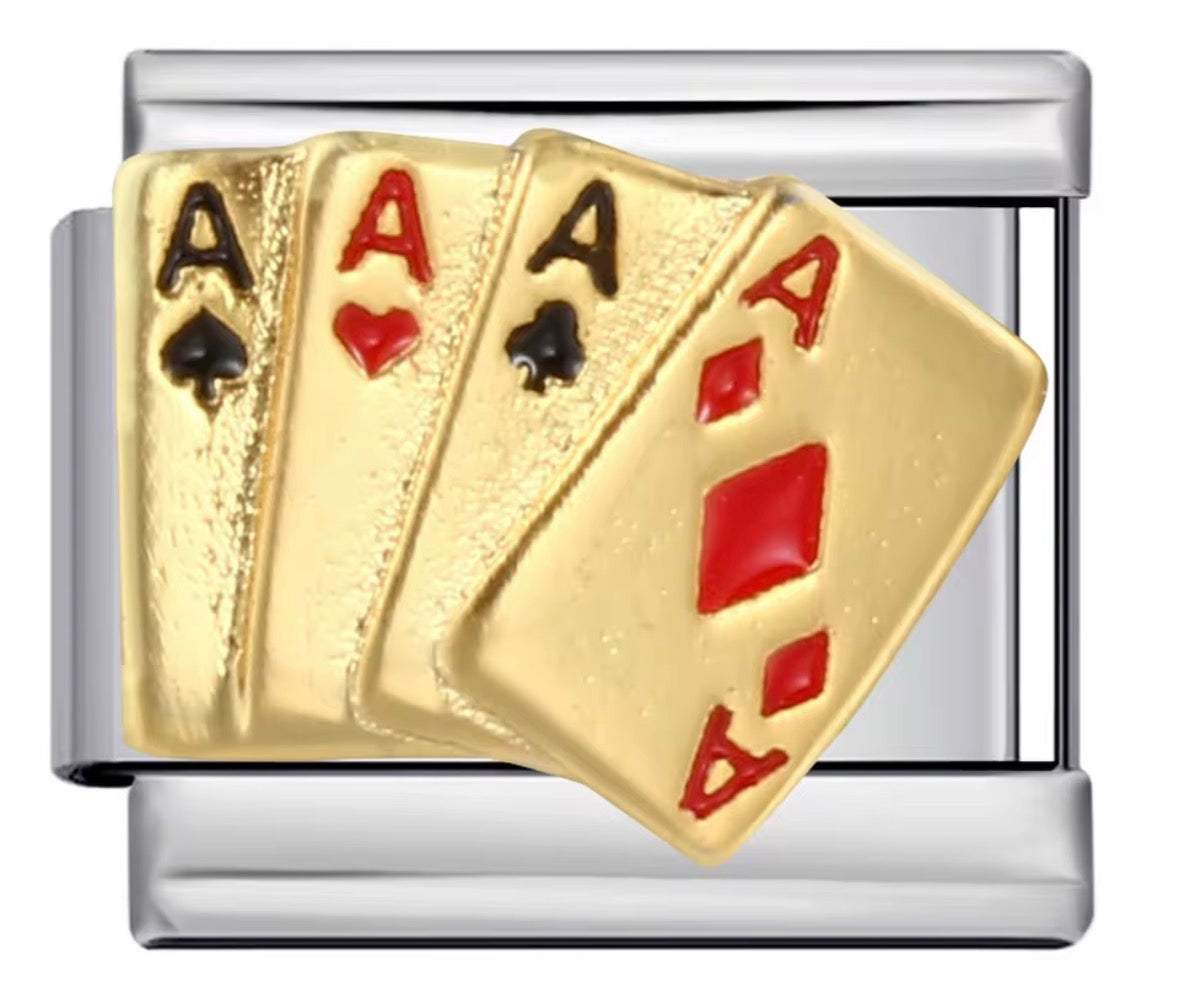 Mixed Metal Face Card Charm