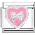 Pink & Silver Bow Charm