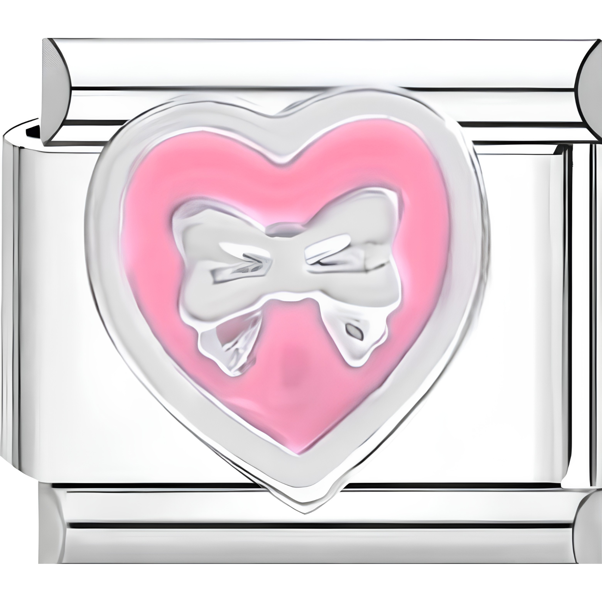 Pink & Silver Bow Charm