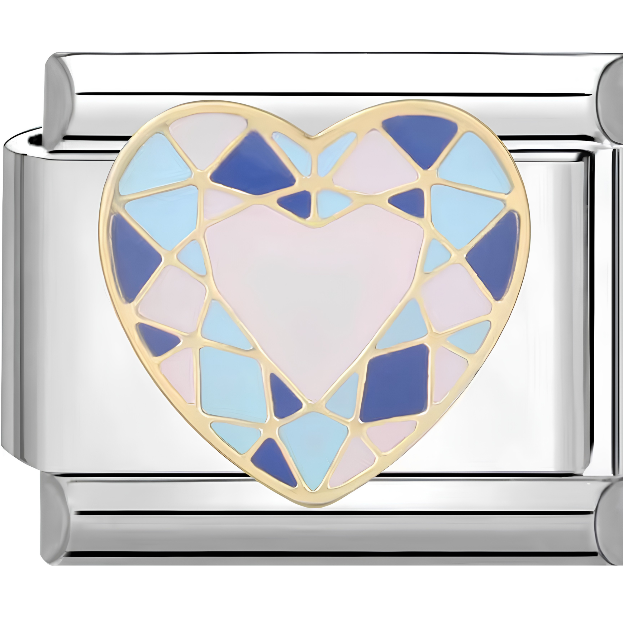 Pink & Blue Stained-Glass Heart Charm