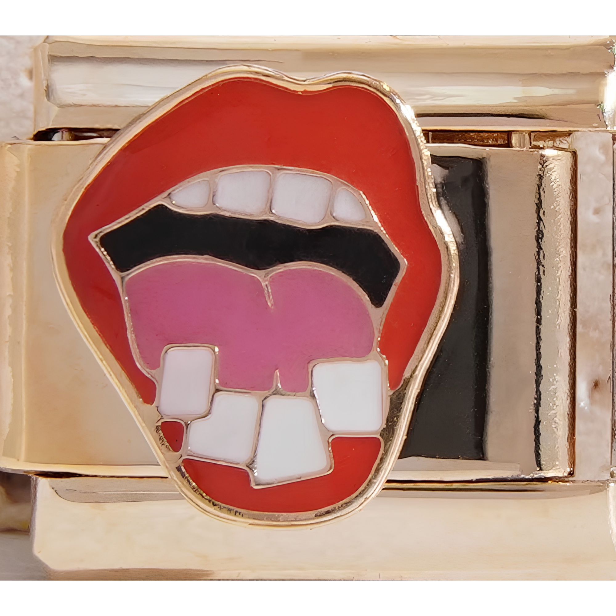 Red Lips Open Mouth Charm