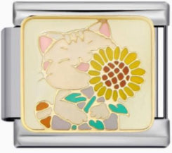 Cat & Sunflower Charm