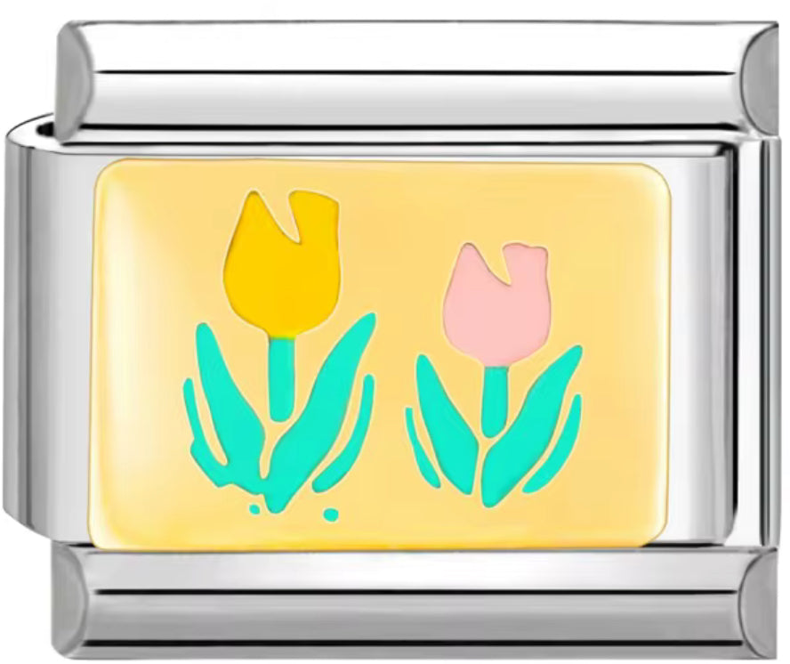 Yellow & Pink Tulip Charm