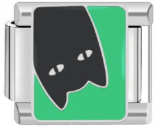 Green Sneaky Black Cat Charm